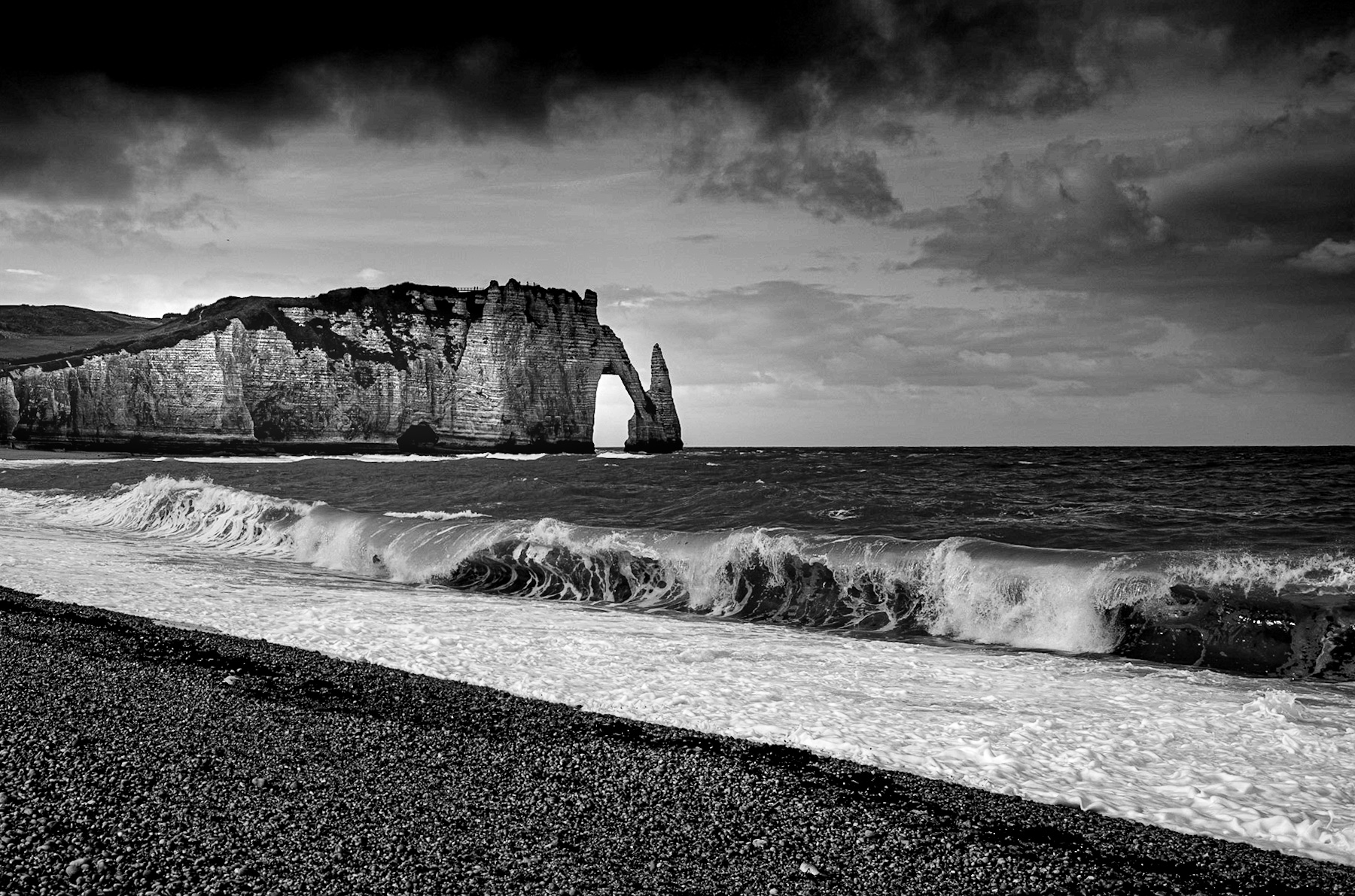 Etretat’s Timeless Grandeur: A Monochrome Journey Through Normandy’s Iconic Cliffs