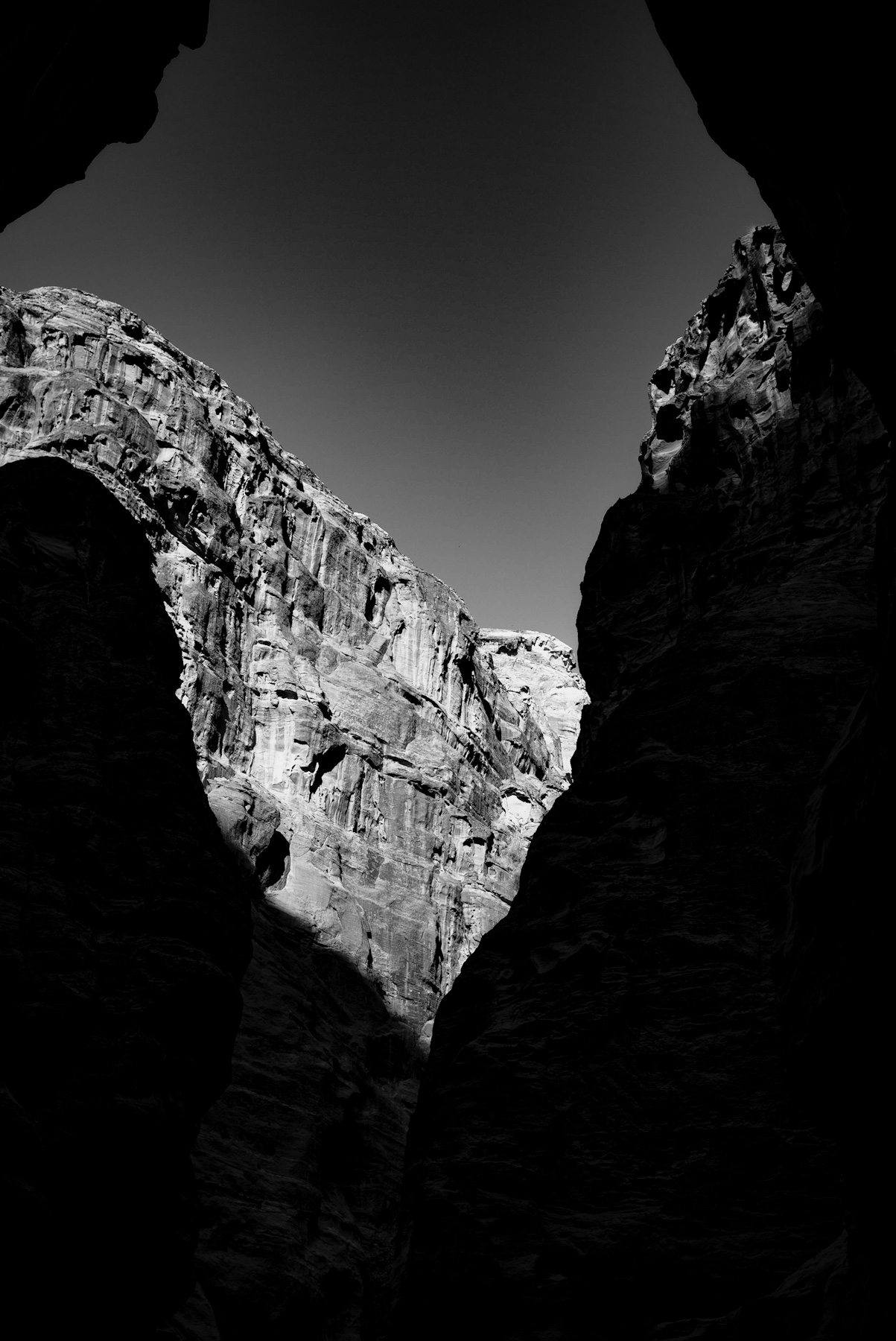 The Siq of Petra: A Timeless Passage in Black and White