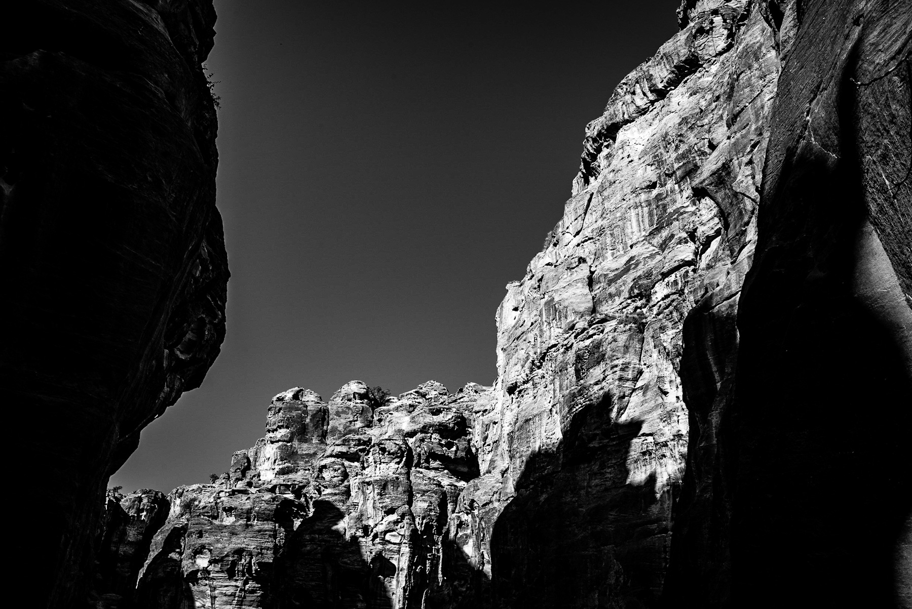 The Ancient Grandeur of Petra’s Siq: A Monochromatic Journey Through Time